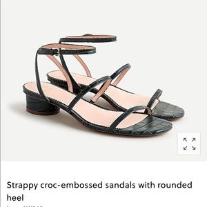 Strappy Croc Embossed Sandal with Rounded Heel